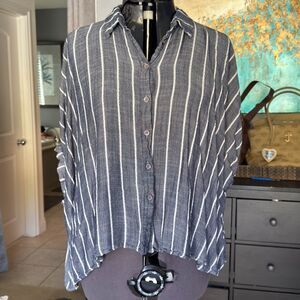 Mustard Seed Striped Button-Up Blouse Women’s Large